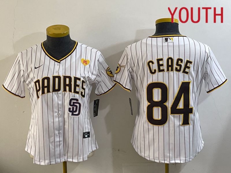 Youth San Diego Padres #84 Cease White Stripe Game 2024 Nike MLB Jersey style 11204